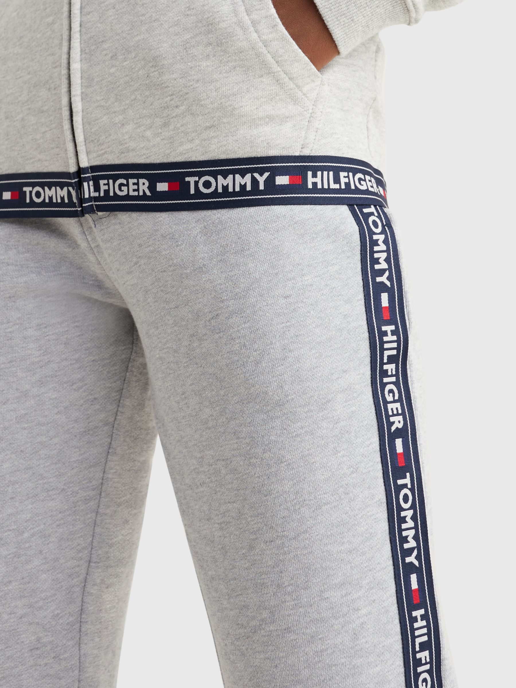 Tommy Hilfiger Logo Tape Zip-Through Hoodie, Grey Heather at John Lewis ...