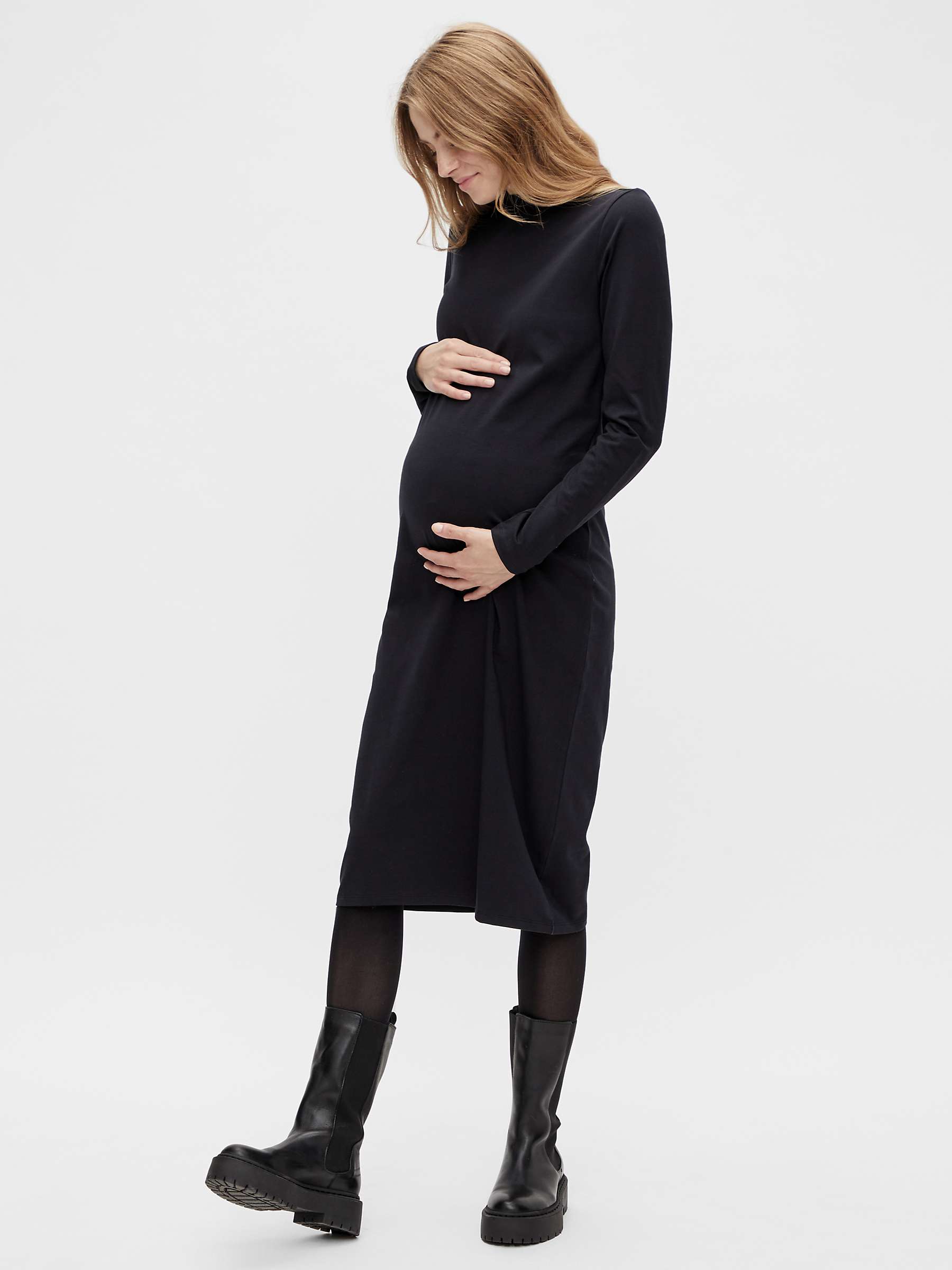 Buy Mamalicious Eva Jersey High Neck Maternity Dress, Black Online at johnlewis.com
