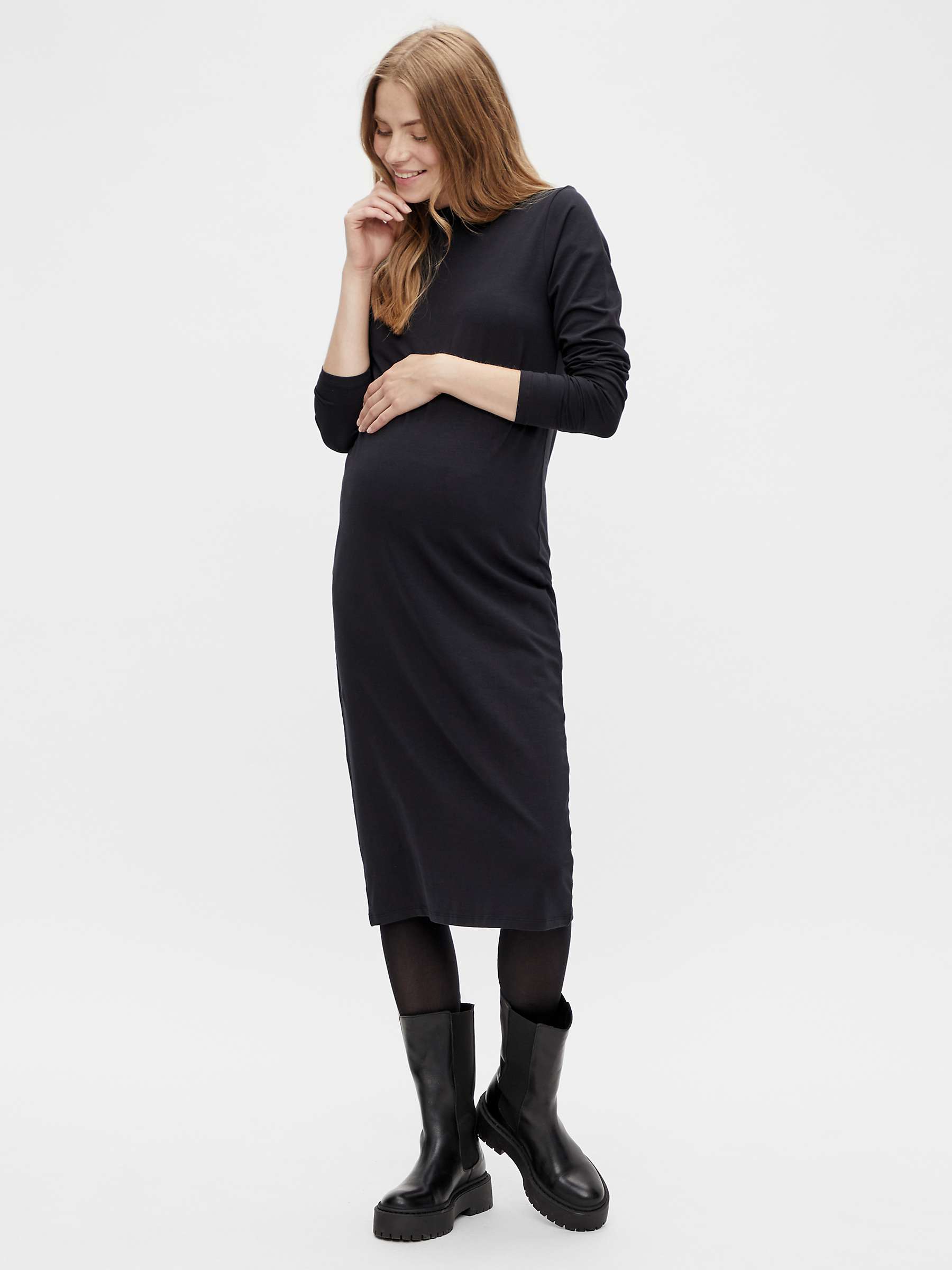 Buy Mamalicious Eva Jersey High Neck Maternity Dress, Black Online at johnlewis.com