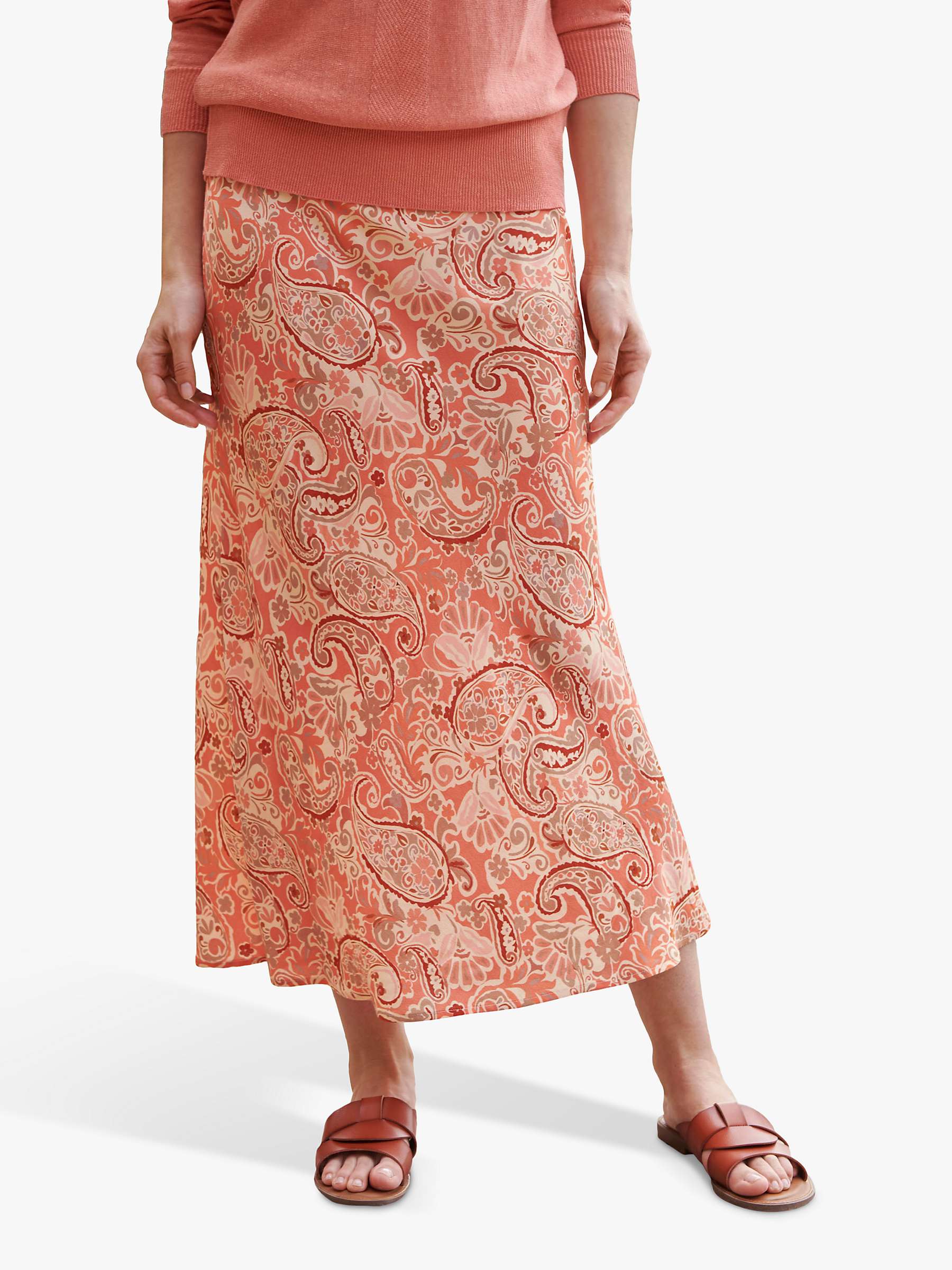 Buy Pure Collection Bias Cut Paisley Print Midi Skirt, Kasbah Online at johnlewis.com