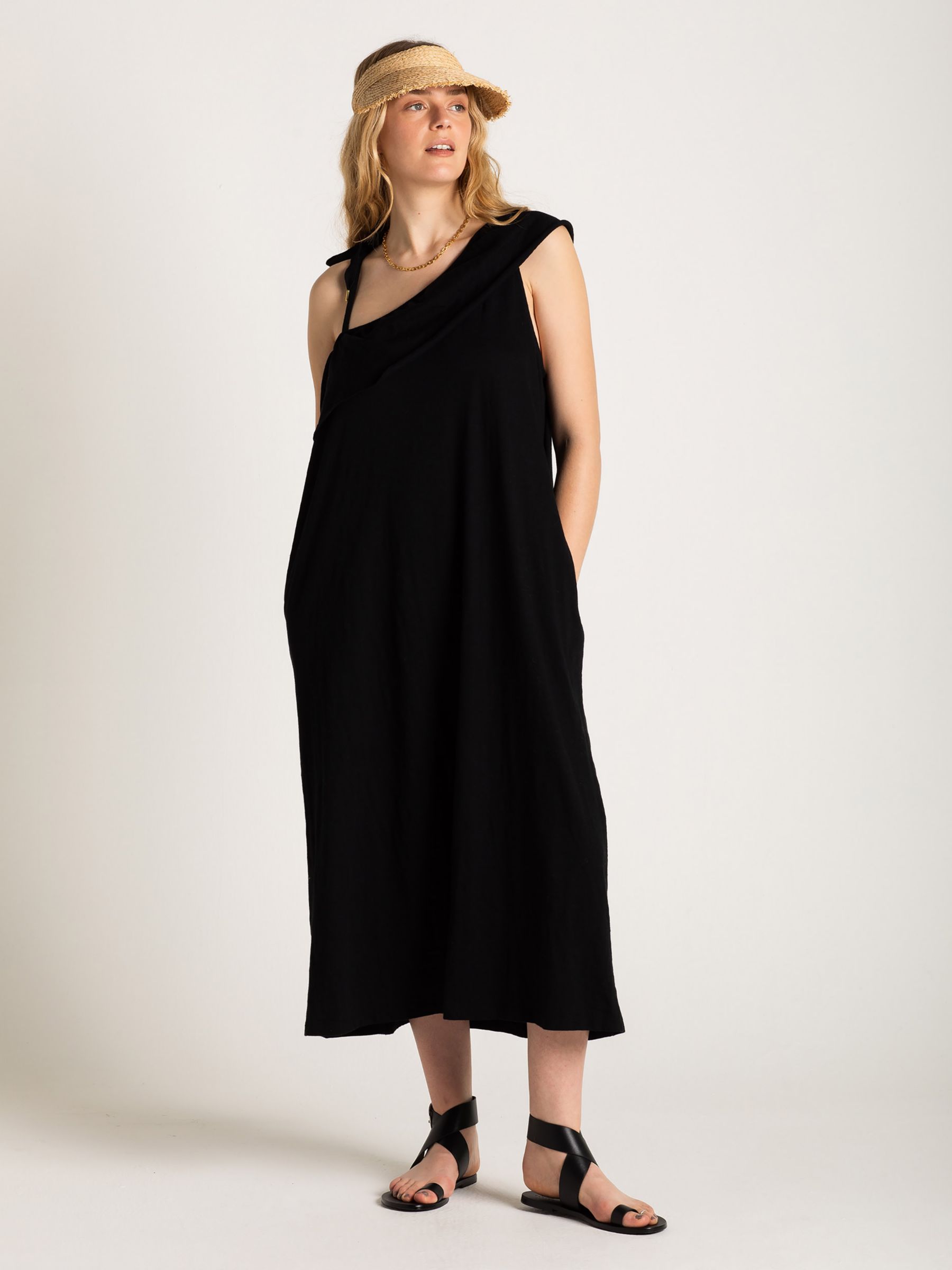 Cape Cove Dove Asymmetric Dress, Black at John Lewis & Partners