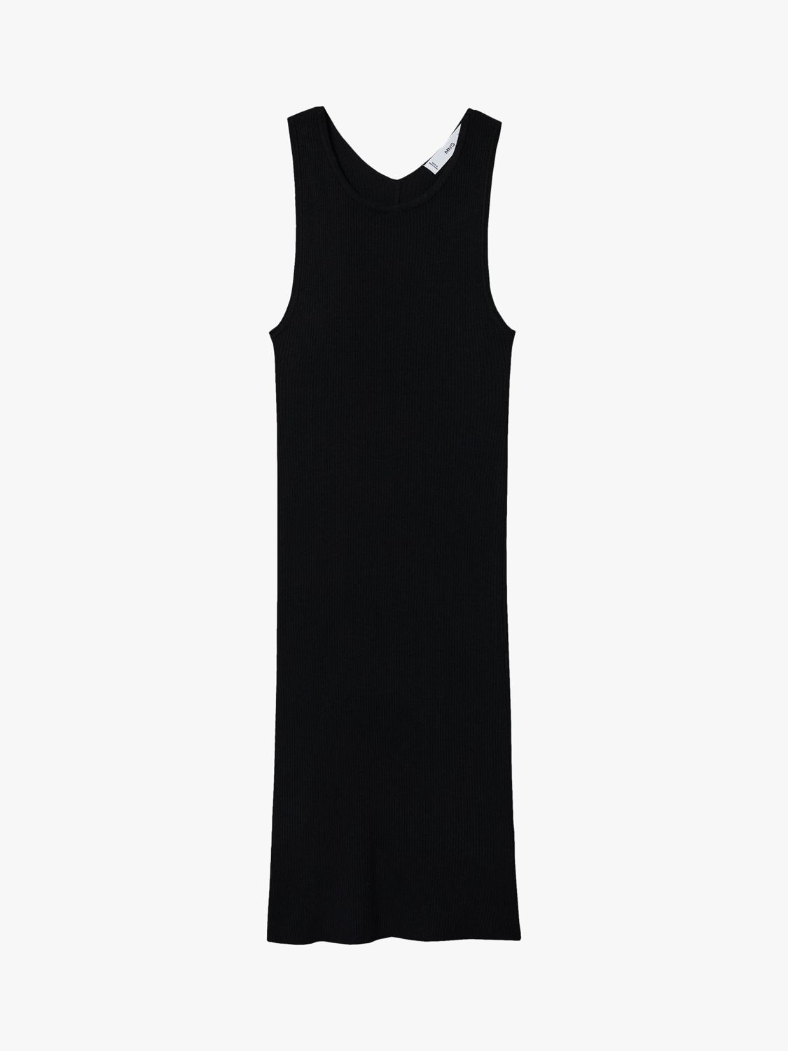 Mango Pasi Rib Knit Mini Dress, Black at John Lewis & Partners
