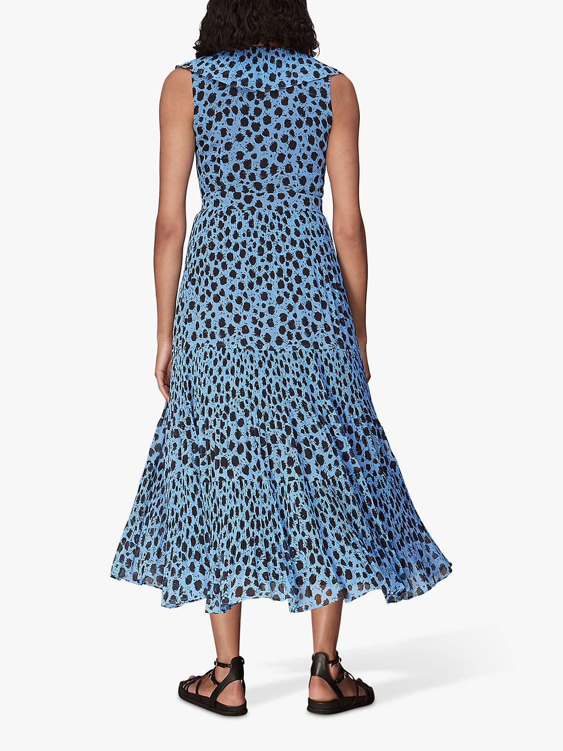 Buy Whistles Brushed Dalmation Print Tiered Midi Dress, Blue/Multi Online at johnlewis.com