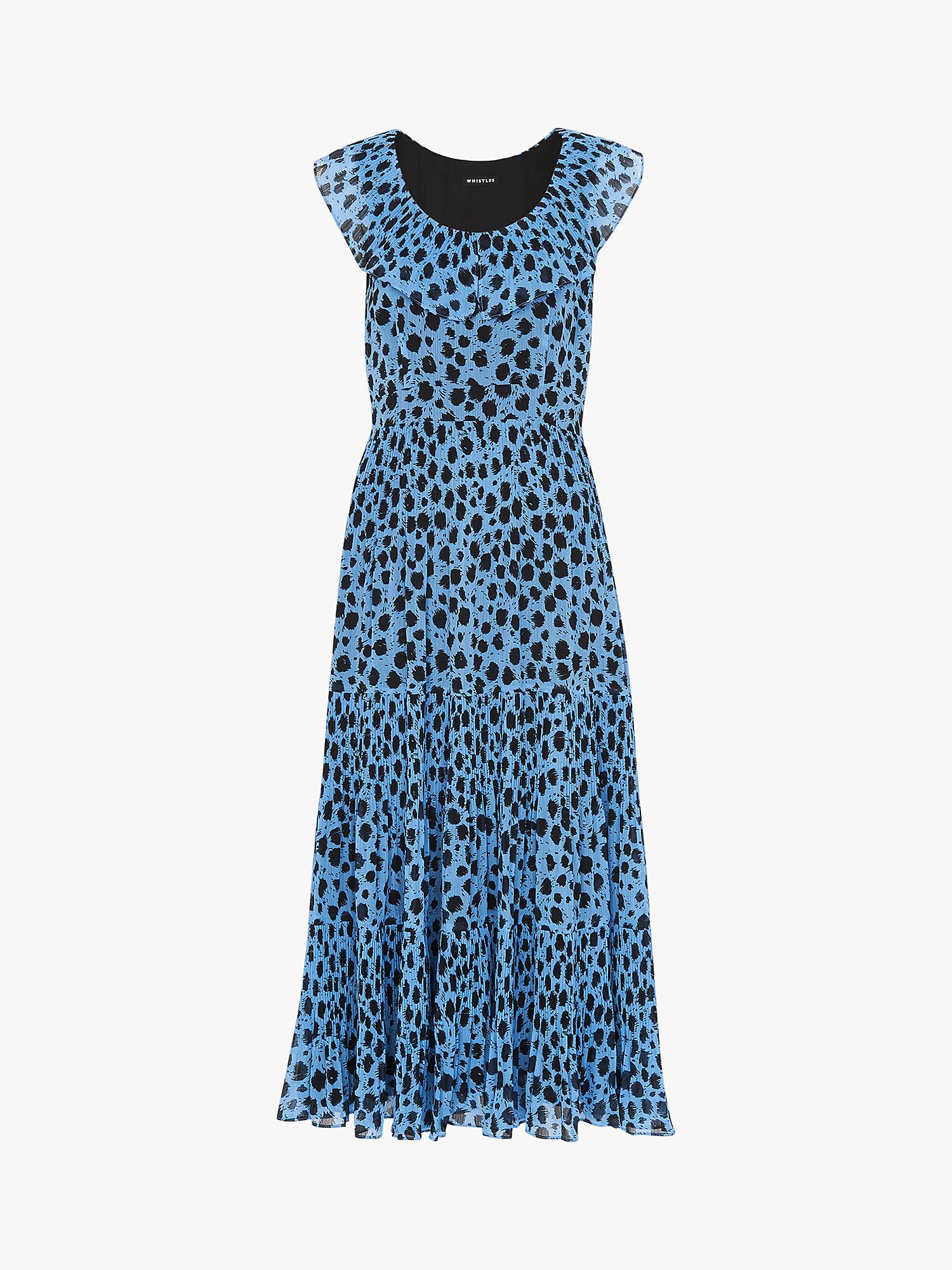 Buy Whistles Brushed Dalmation Print Tiered Midi Dress, Blue/Multi Online at johnlewis.com