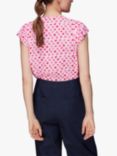 Whistles Moon Floral Print Frill Sleeve Top, Pink/Multi