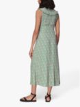 Whistles Leaf Print Frill Neck Midi Dress, Green