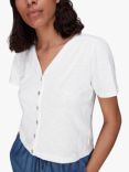 Whistles Maeve V Neck Button Front Top, White