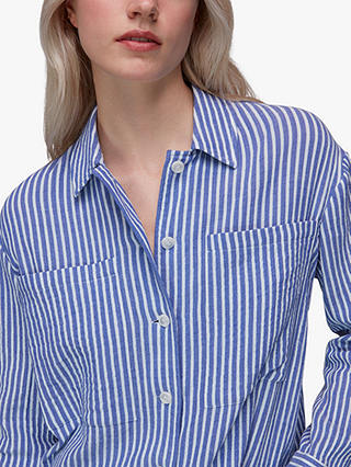 Whistles Molly Stripe Overshirt, Blue/White