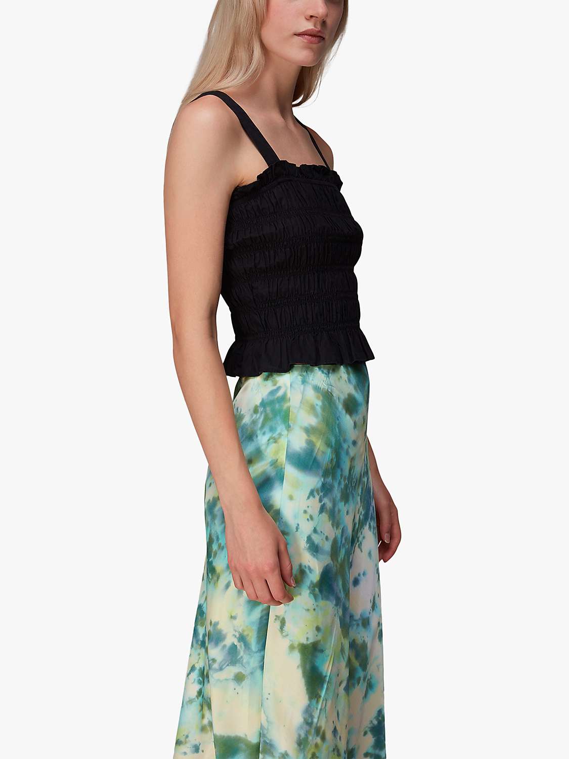 Buy Whistles Waterflower Bias Cut Silk Blend Skirt, Green Online at johnlewis.com