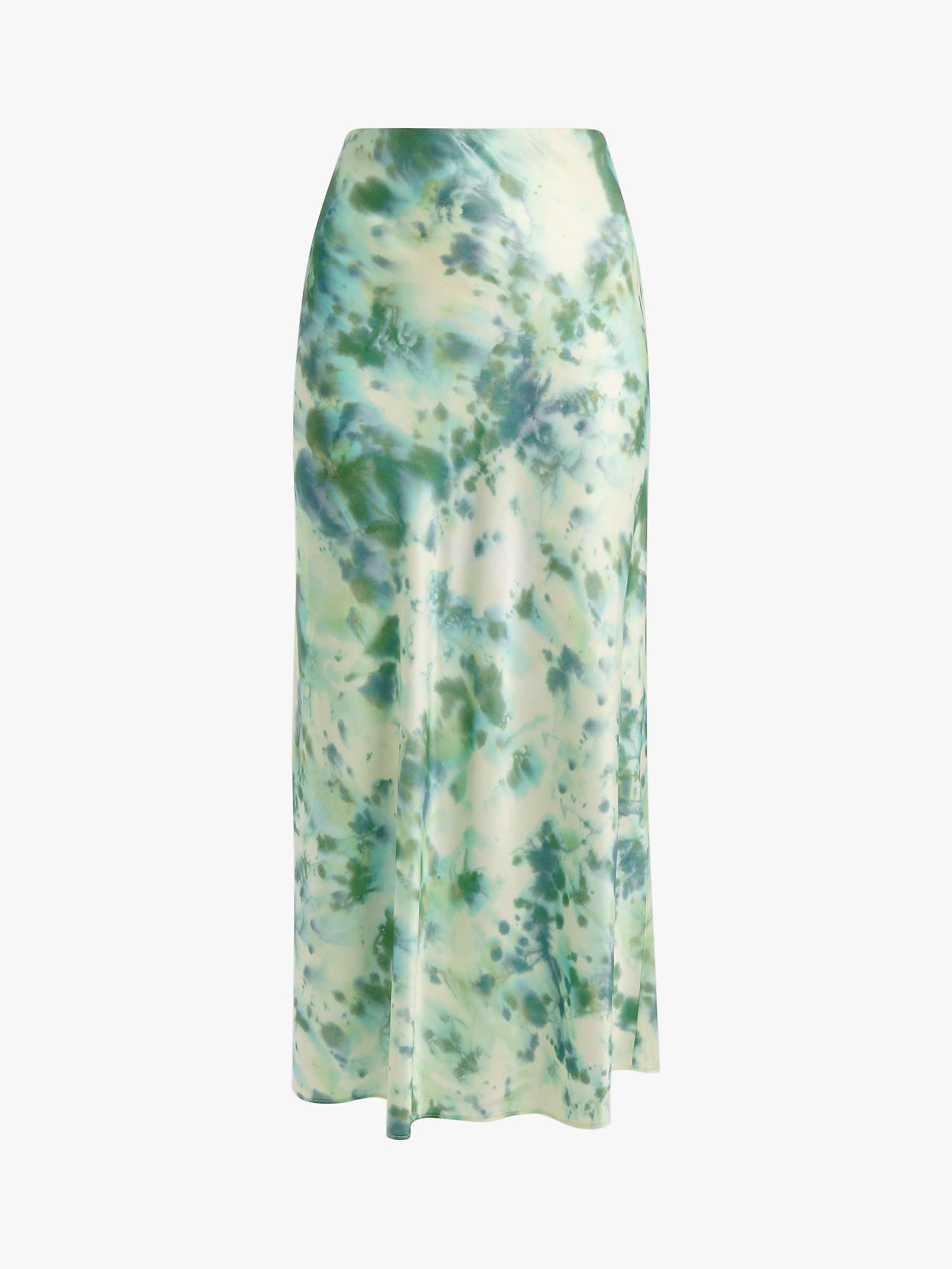 Whistles Waterflower Bias Cut Silk Blend Skirt, Green at John Lewis ...