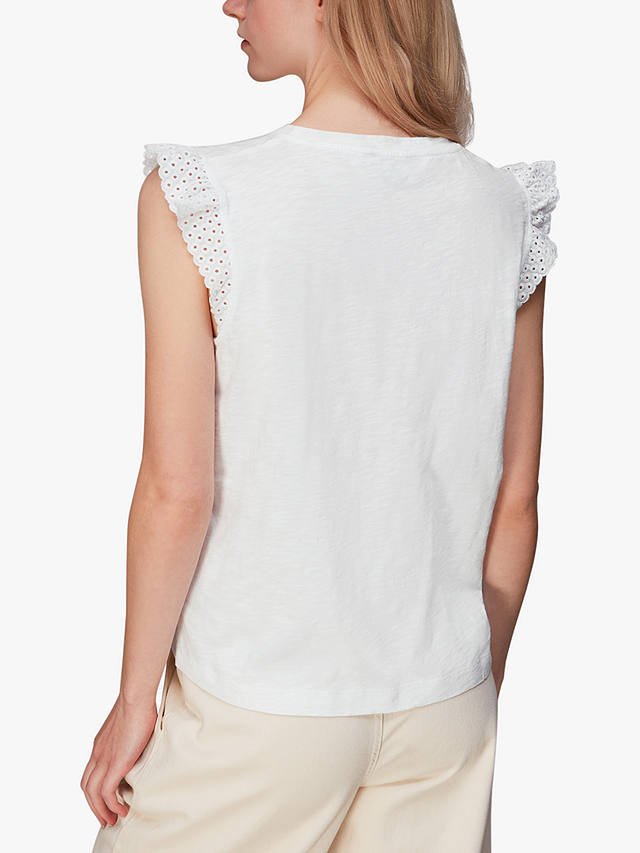 Whistles Broderie Frill Sleeve Top, White