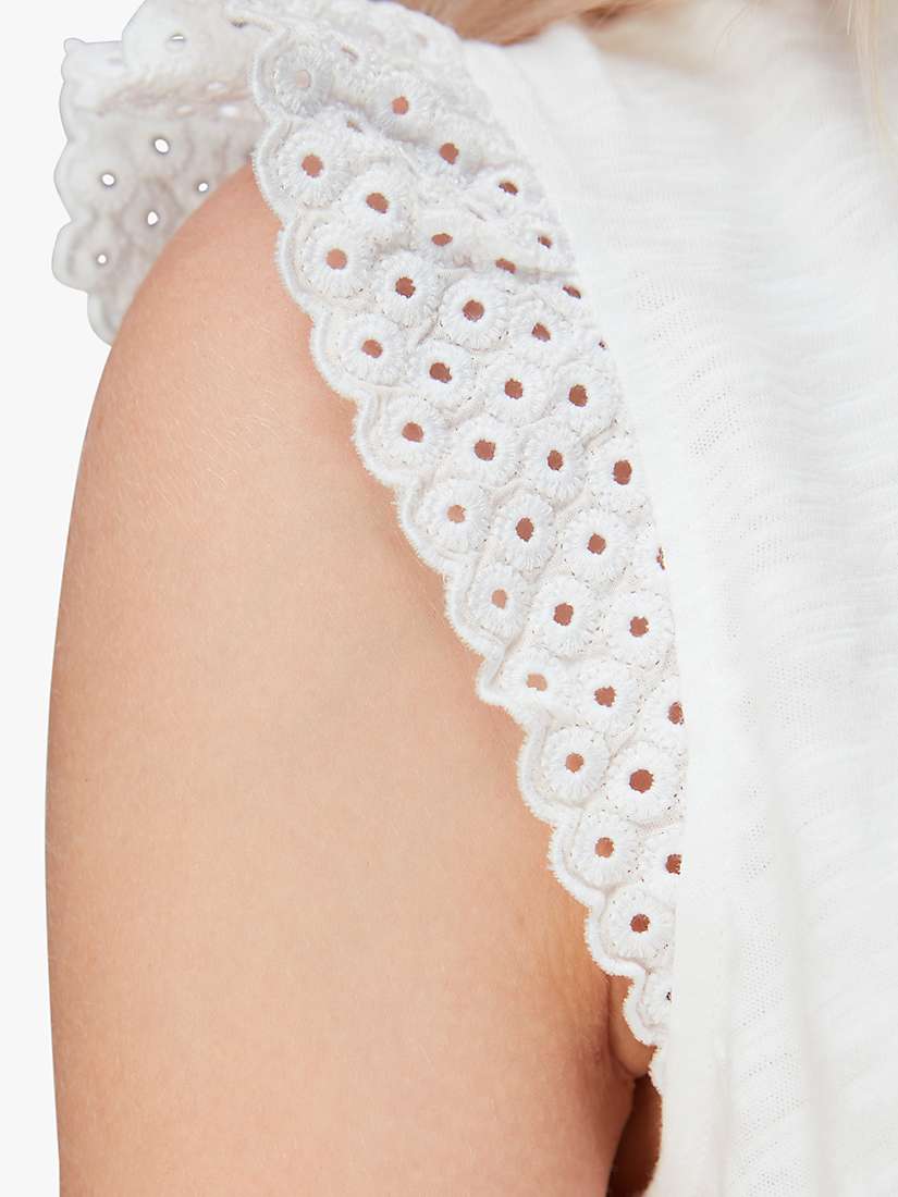Buy Whistles Broderie Frill Sleeve Top, White Online at johnlewis.com
