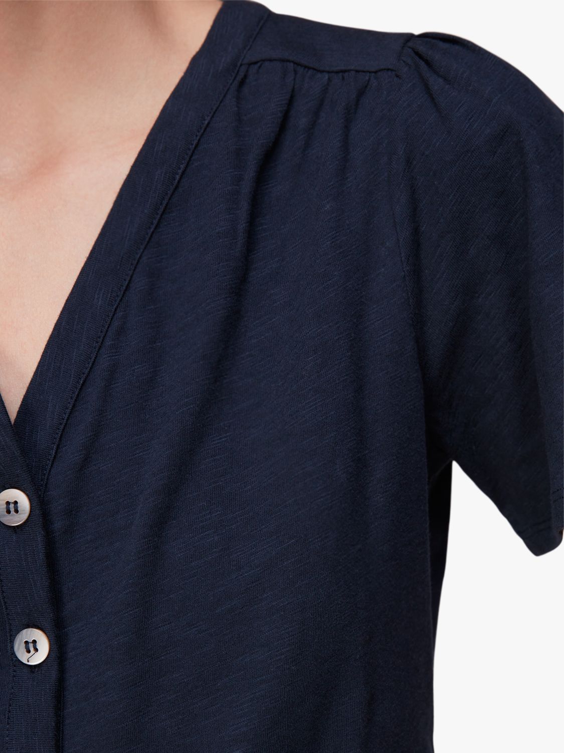 Whistles Maeve V-Neck Button Blouse, Navy, XS