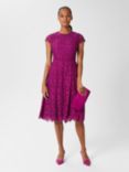 Hobbs Rosaleen Knee Length Dress, Berry Purple