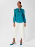 Hobbs Evianna Blouse, Deep Jade Blue