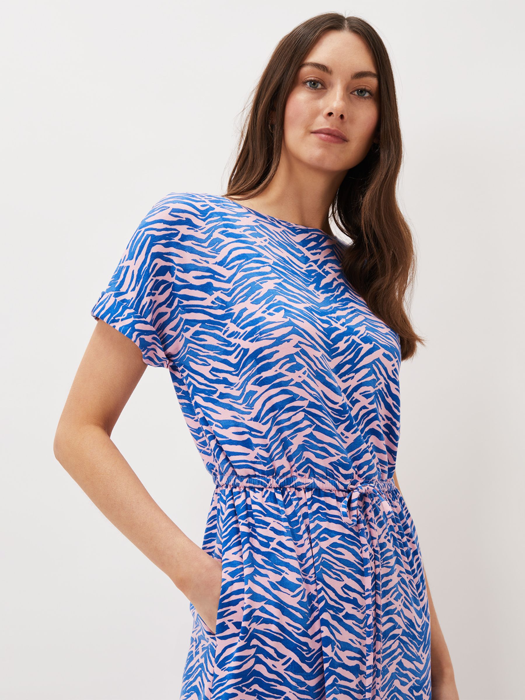 Phase Eight Alina Zebra Dress, Pink/Blue at John Lewis & Partners