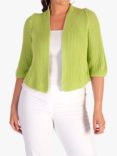 chesca Cotton Rib Knit Cropped Cardigan, Lime