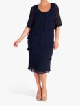 chesca Layered Knee Length Dress, Navy