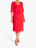 chesca Layered Knee Length Dress, Poppy