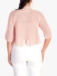 chesca Cotton Rib Knit Cropped Cardigan, Pink