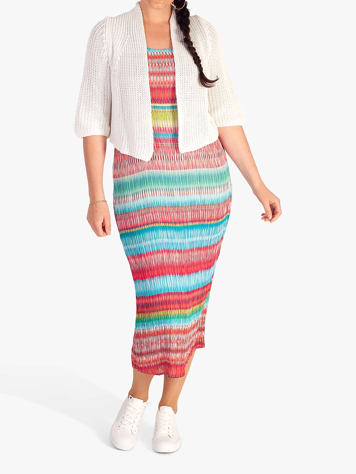 Buy chesca Stripe Plisse Midi Dress, Coral/Multi Online at johnlewis.com