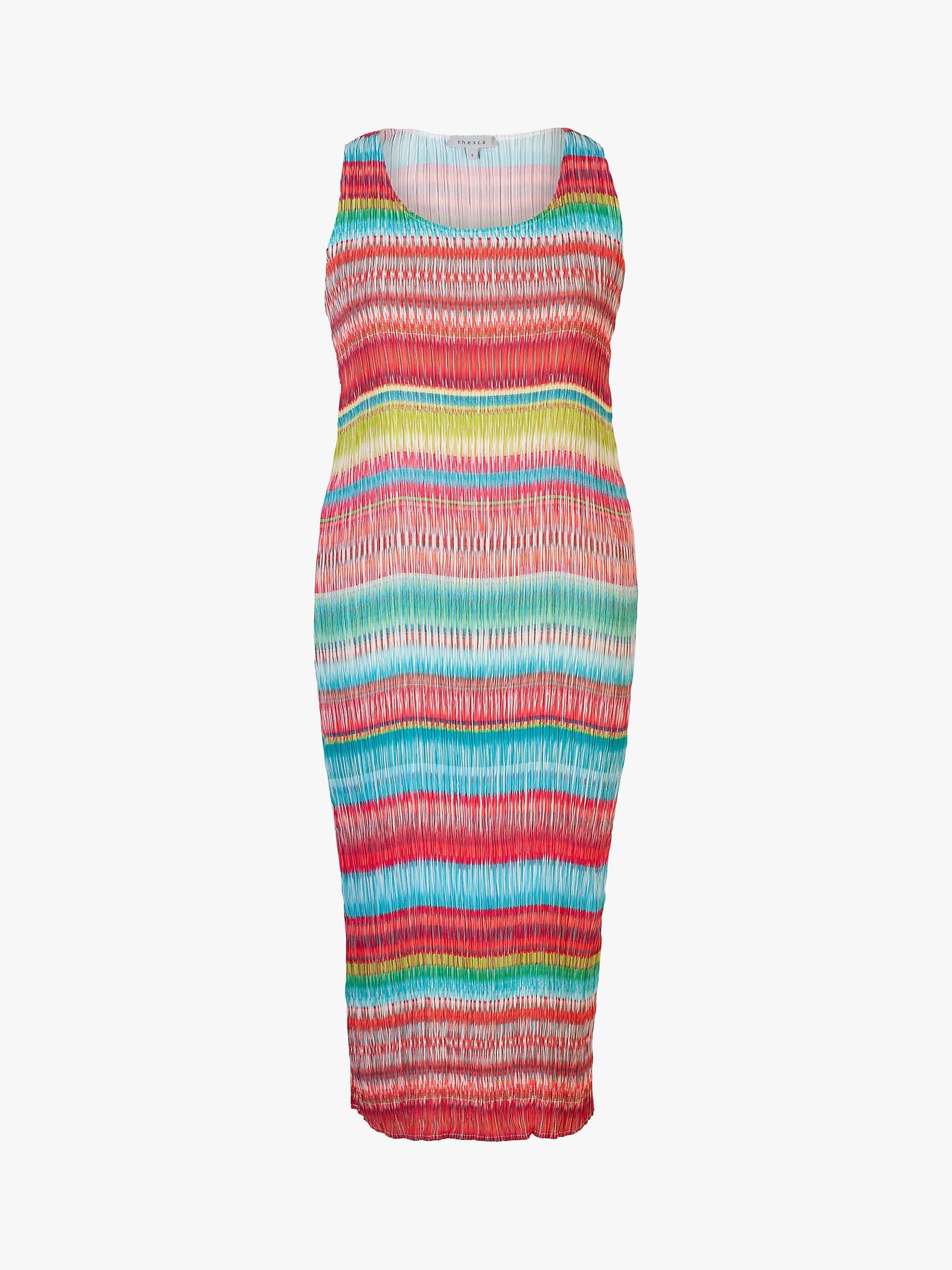 Buy chesca Stripe Plisse Midi Dress, Coral/Multi Online at johnlewis.com