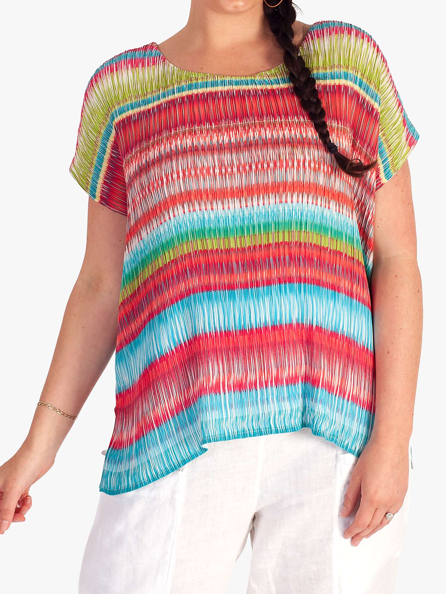 Buy chesca Stripe Print Short Sleeve Top, Coral/Multi Online at johnlewis.com