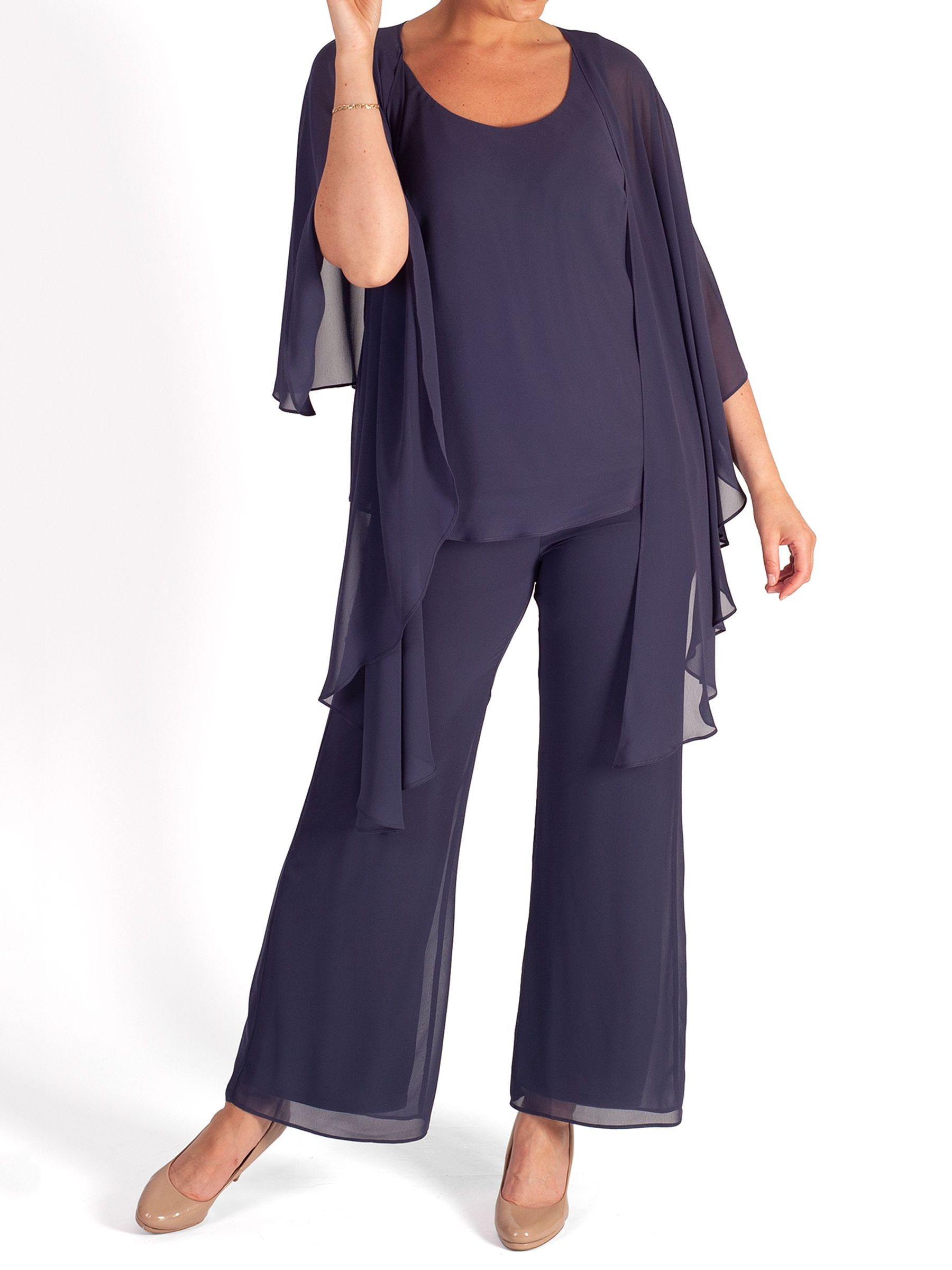 chesca Chiffon Trousers, Violetta at John Lewis & Partners