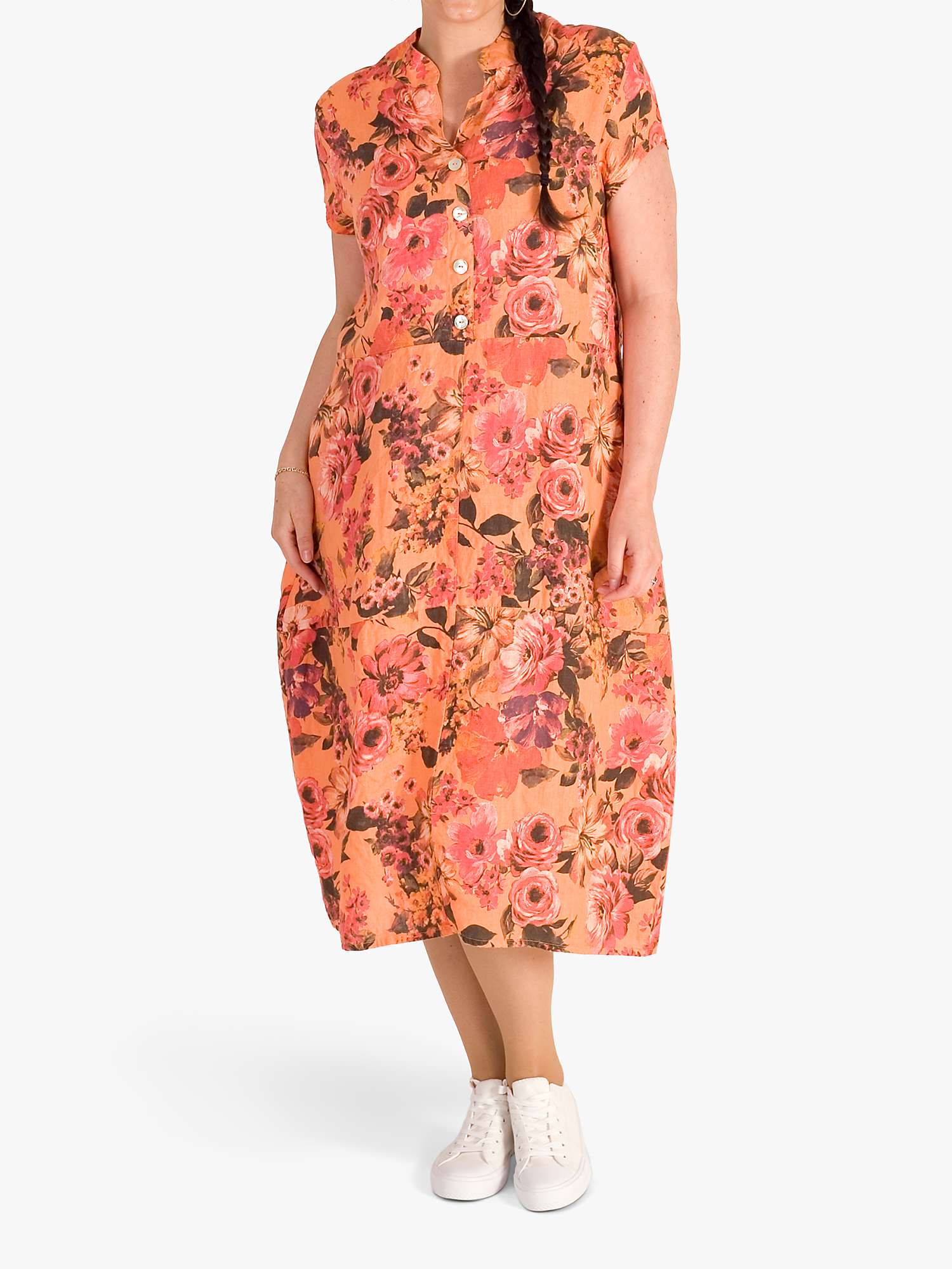 Buy chesca Linen Floral Cocoon Midi Dress Online at johnlewis.com