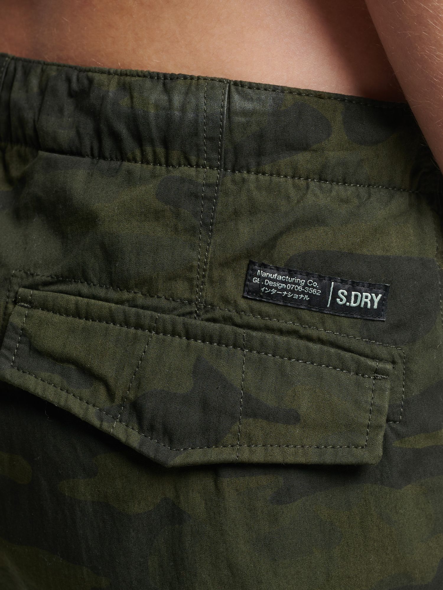Superdry Organic Cotton Parachute Grip Cargo Trousers, Green Camo at ...