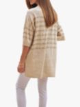 Pure Collection Linen Blend Stripe Cardigan, Neutral Gold