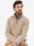 Barbour Wool Half Zip Jumper, Stone