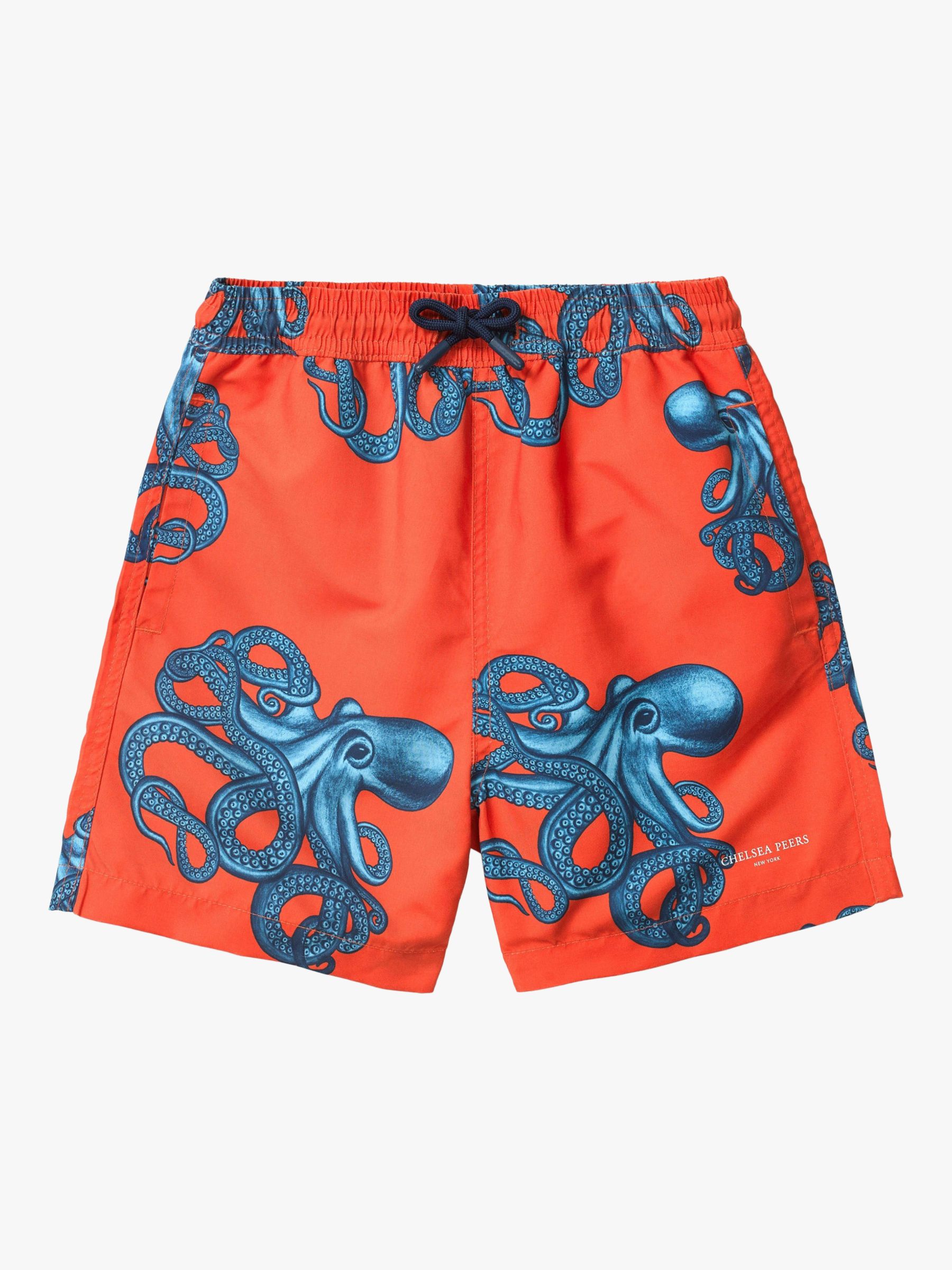 Chelsea Peers Kids' Octopus Swimming Shorts, Mid Orange at John Lewis ...