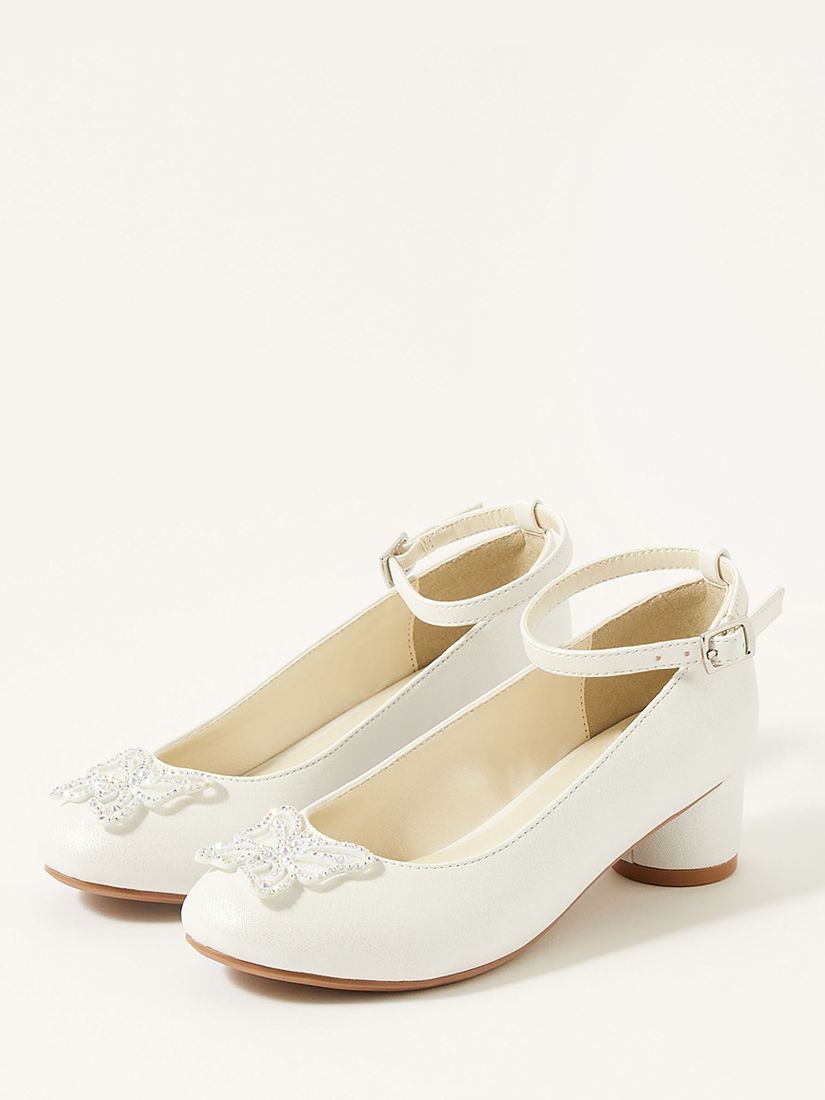 Monsoon Kids' Shimmer Diamante Butterfly Heels, Ivory