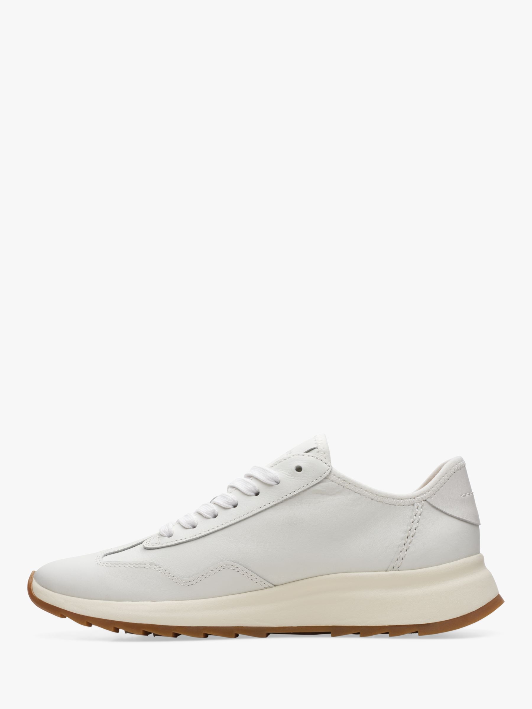 Clarks DashLite Lo Wide Fit Leather Trainers, White at John Lewis ...