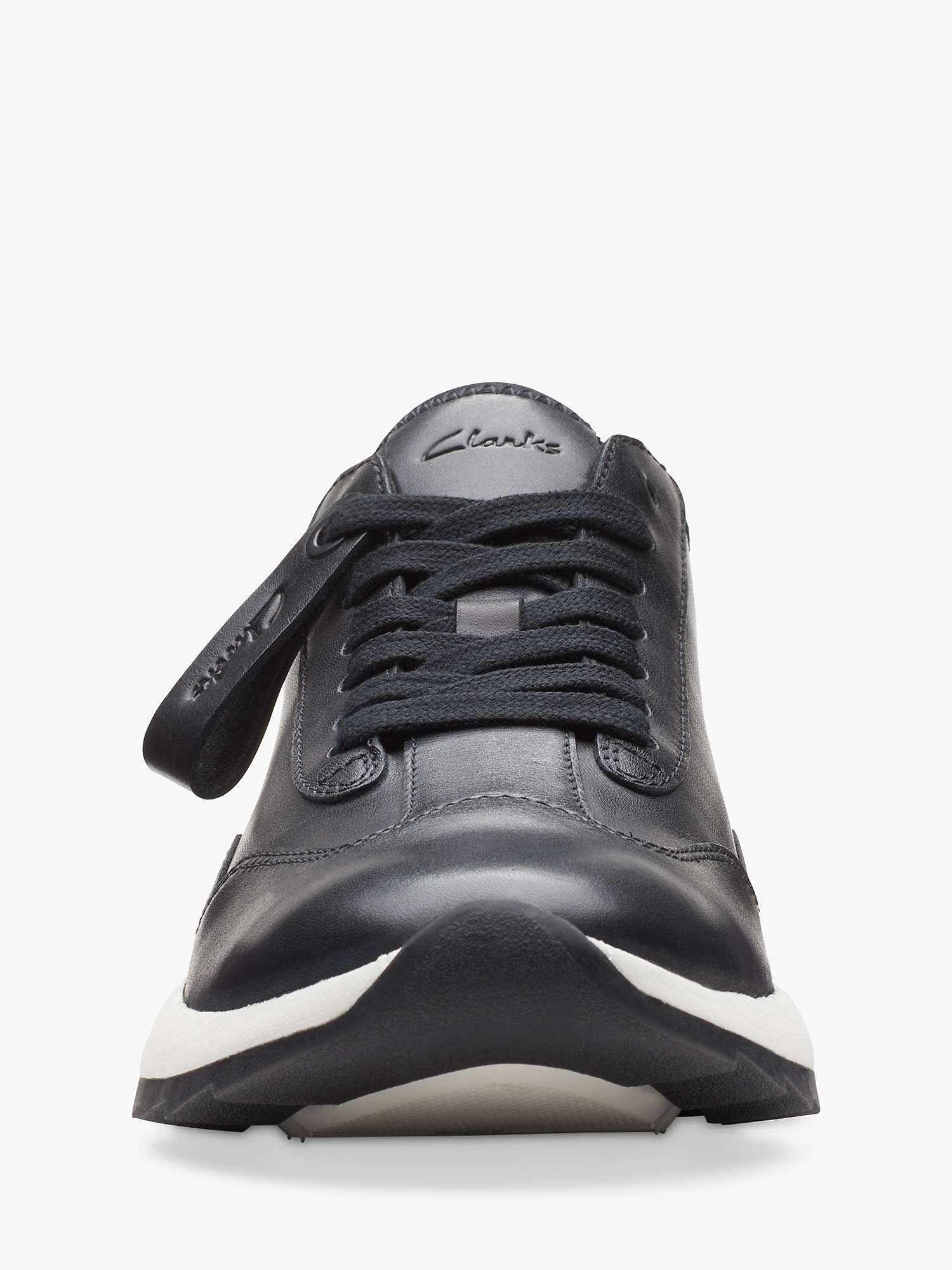 Clarks DashLite Lo Leather Trainers, Black at John Lewis & Partners
