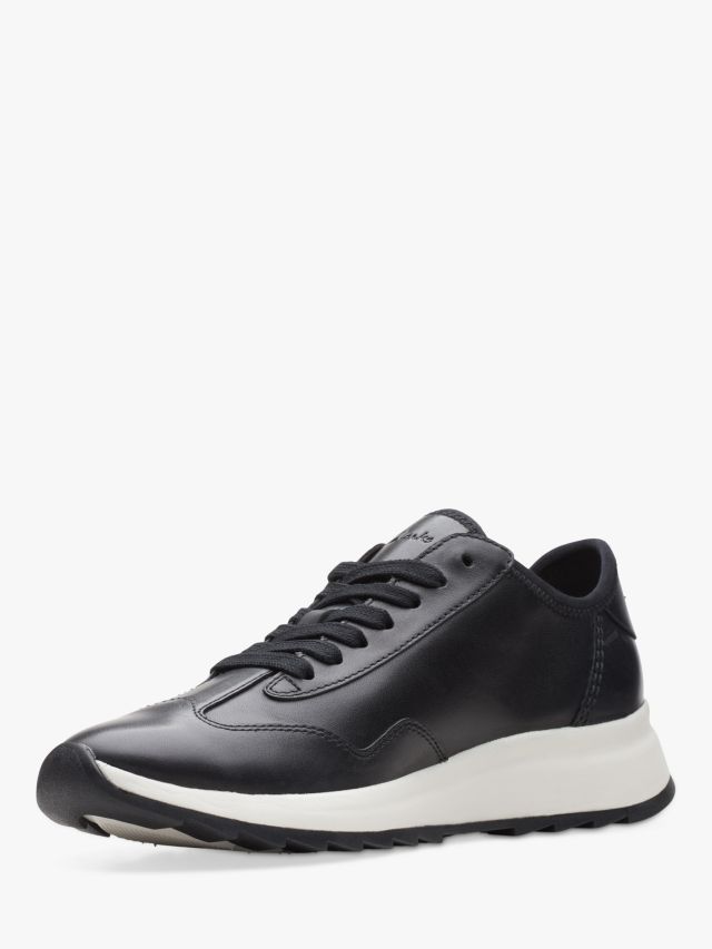 Clarks DashLite Lo Leather Trainers, Black, 3