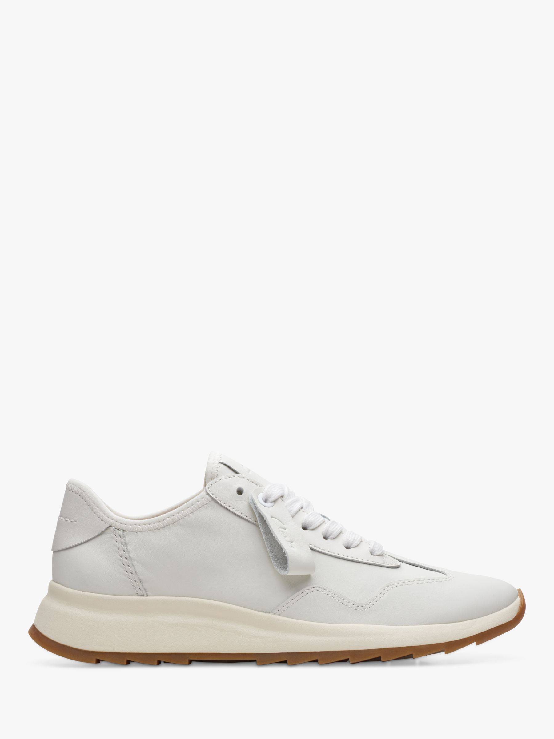 Clarks DashLite Lo Leather Trainers, White at John Lewis & Partners