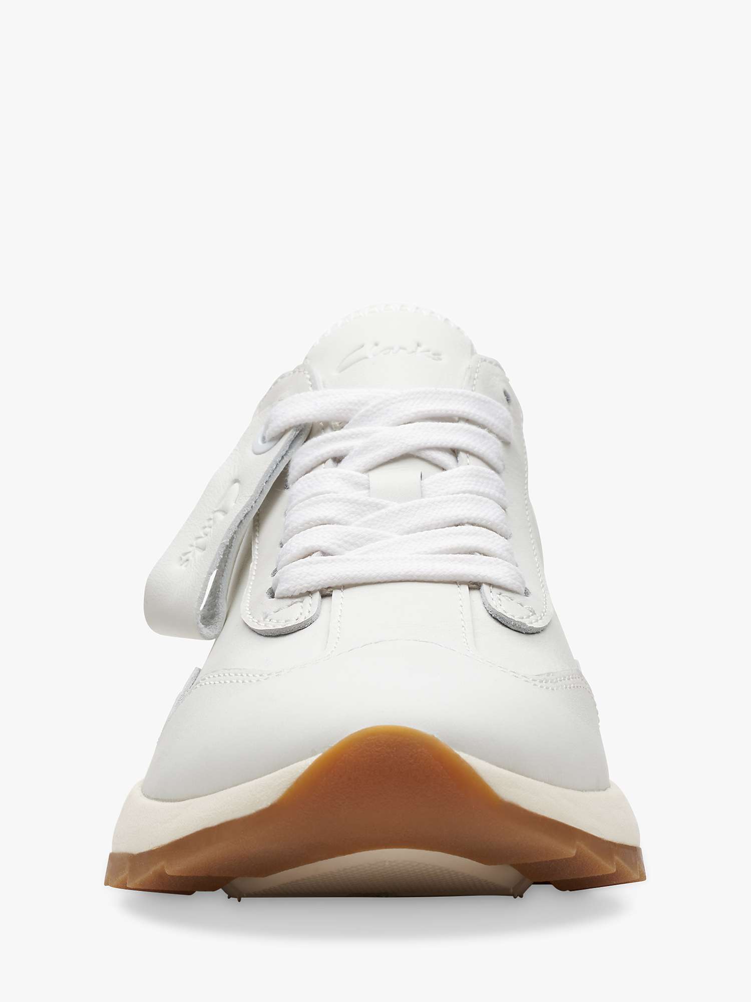 Clarks DashLite Lo Leather Trainers, White at John Lewis & Partners