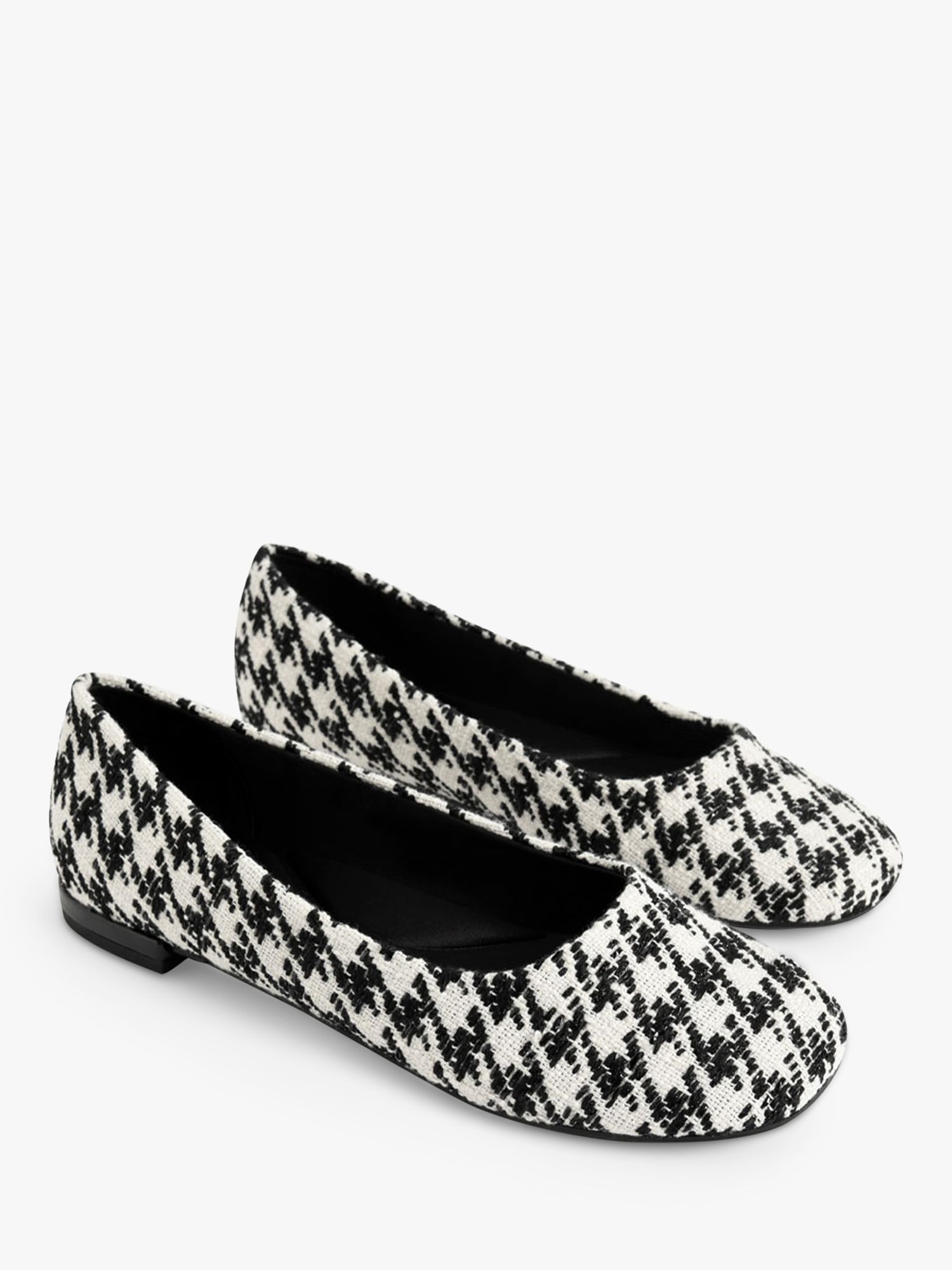 CHARLES & KEITH Dogtooth Ballet Pumps, Black/White at John Lewis & Partners