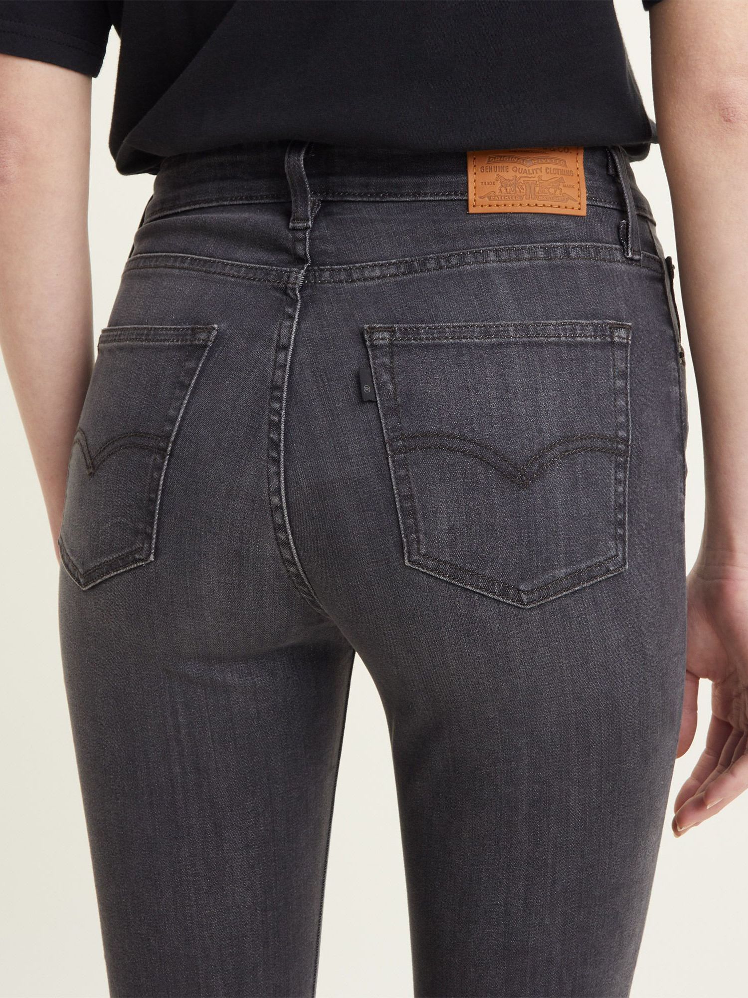 Levis 726 High Rise Flare Jeans Washed Black Tide At John Lewis And Partners