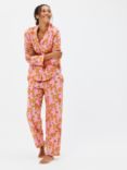 Their Nibs Cheetah Long Sleeve Shirt Pyjama Set, Hot Pink