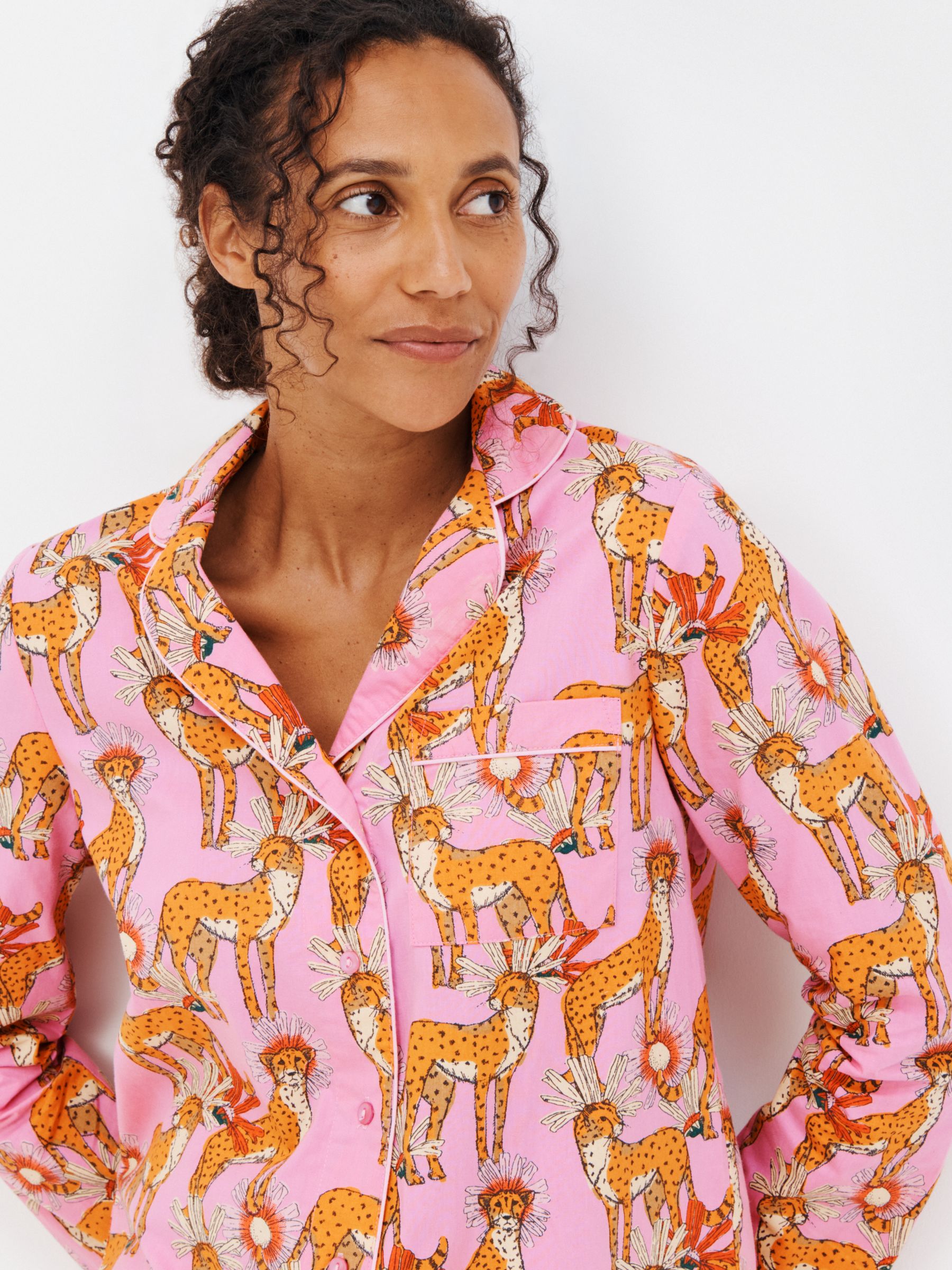 Buy Their Nibs Cheetah Long Sleeve Shirt Pyjama Set, Hot Pink Online at johnlewis.com