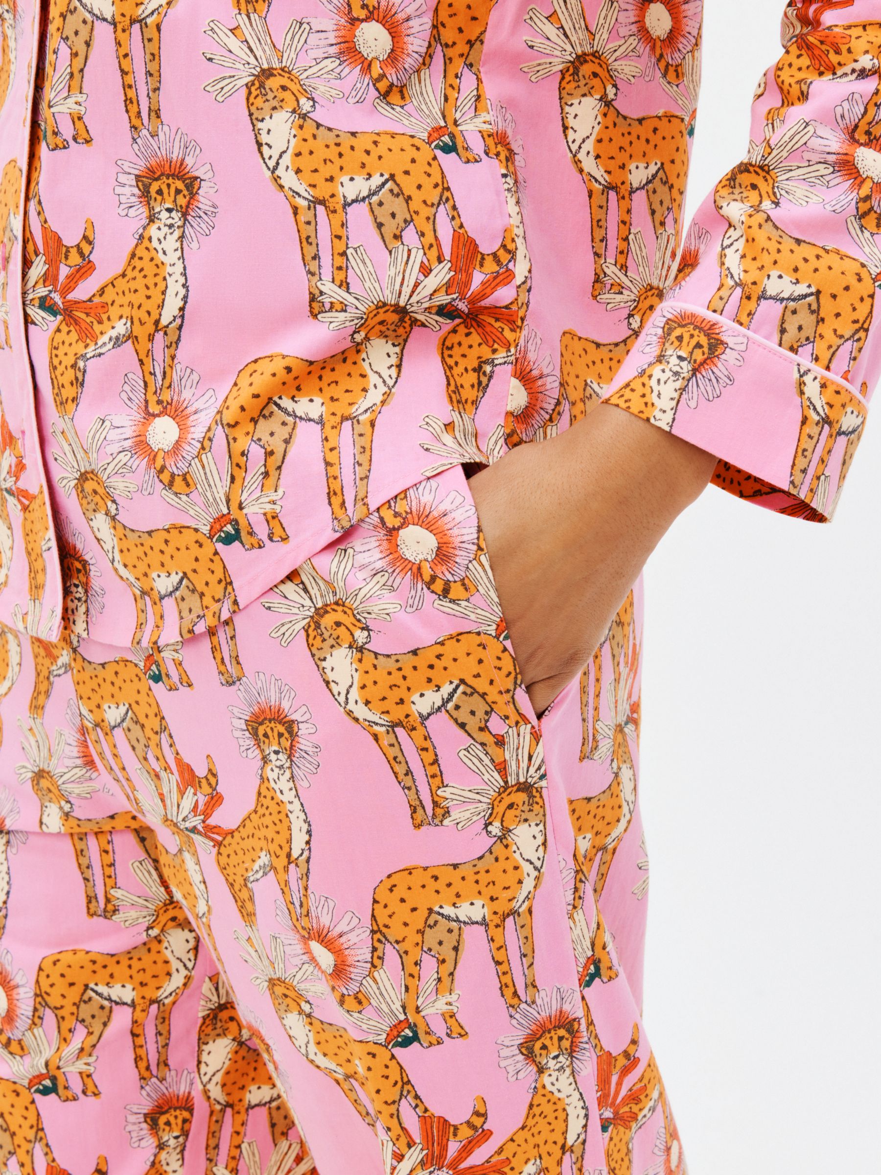 Buy Their Nibs Cheetah Long Sleeve Shirt Pyjama Set, Hot Pink Online at johnlewis.com
