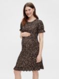 Mamalicious Liesya Animal Print Short Sleeve Maternity Dress, Warm Sand