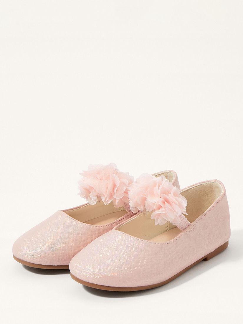 Monsoon Kids' Corsage Ballerina Flats, Pink, 2 Jnr