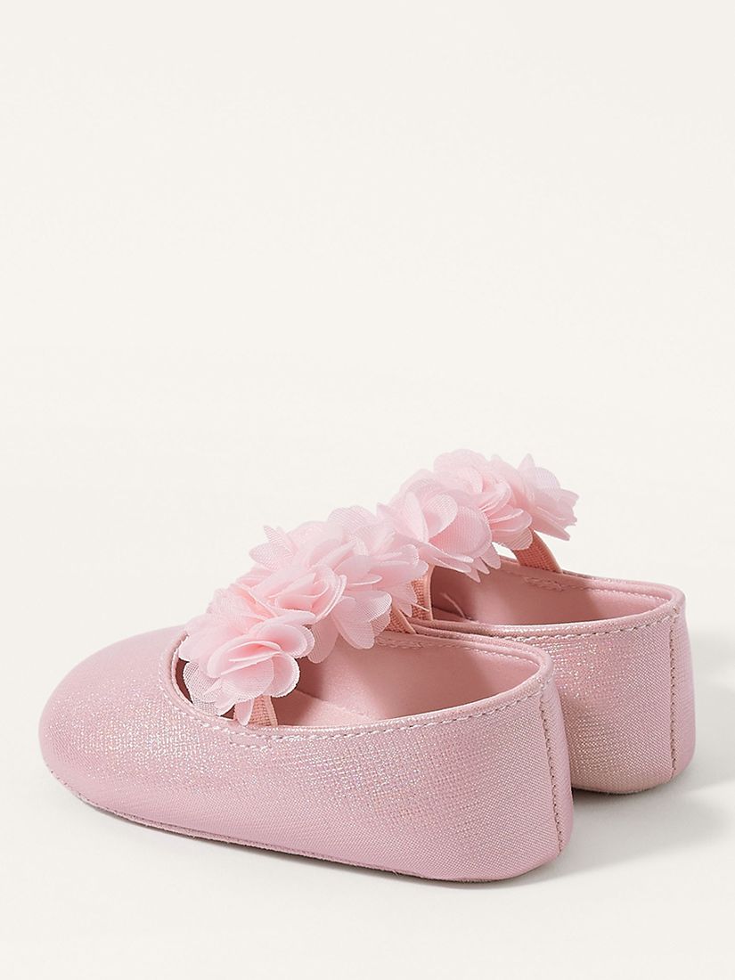Monsoon Baby Shimmer Corsage Booties, Pink, 0-3 months