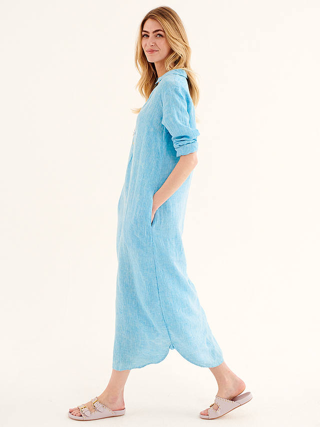 NRBY Chrissie Linen Maxi Shirt Dress, Turquoise