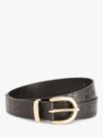 John Lewis Medium Croc Leather Belt, Black Croc