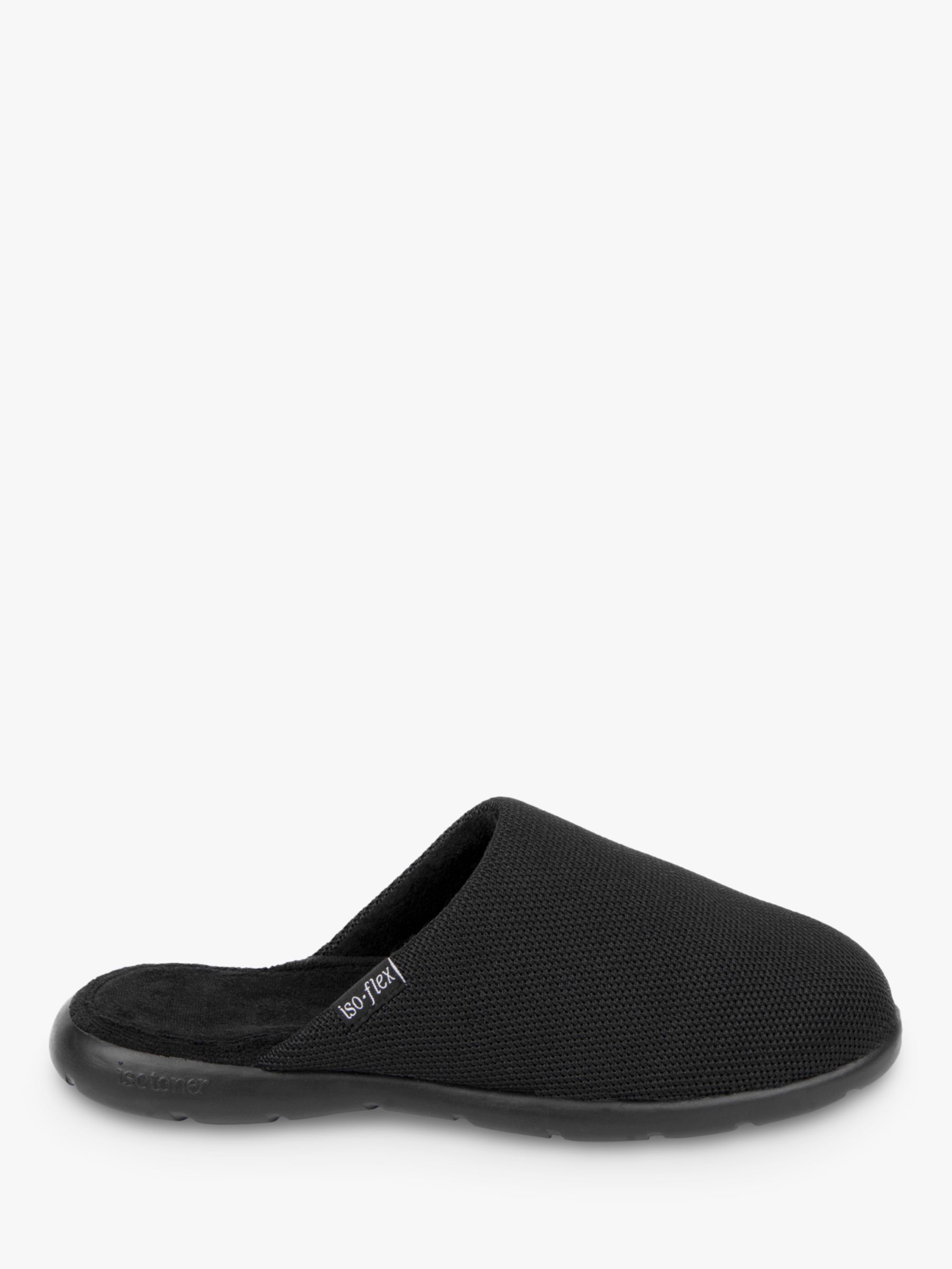 totes Iso Flex Textured Mule Slippers, Black, 8
